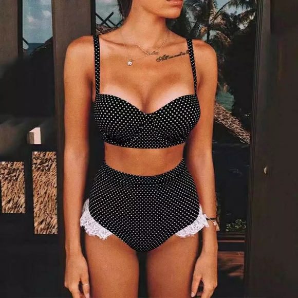 Other - New Polka Dots Retro Style High Waist Bikini Set